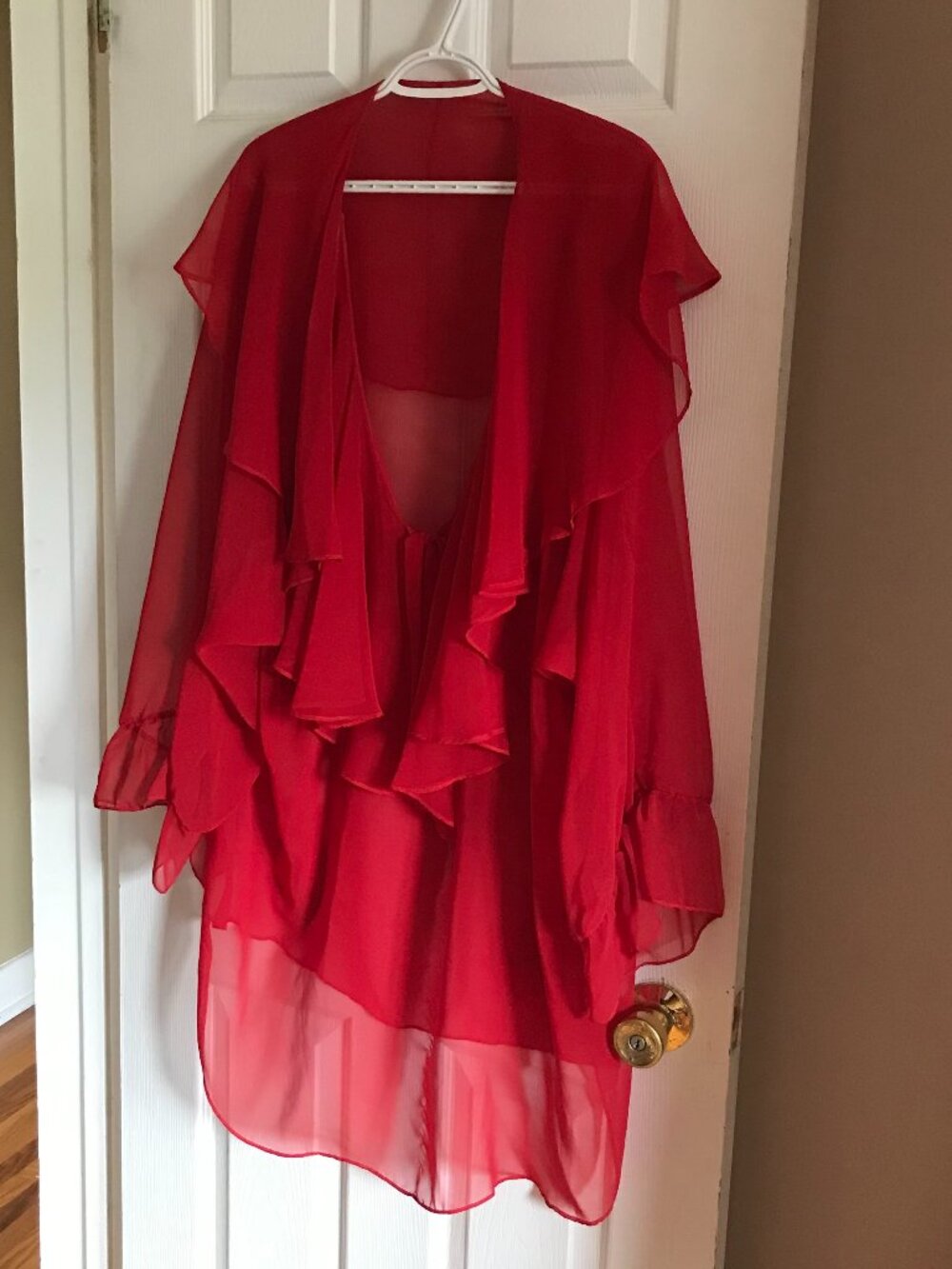 Vintage 1980s Romantic Chiffon Poet Blouse Beautiful Flowy Ruffles Plus Size XXL